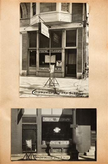 (COMMUNICATION--POSTAL TELEGRAPH) An album depicting approximately 190 Postal Telegraph-Cable Company storefronts across the Midwestern